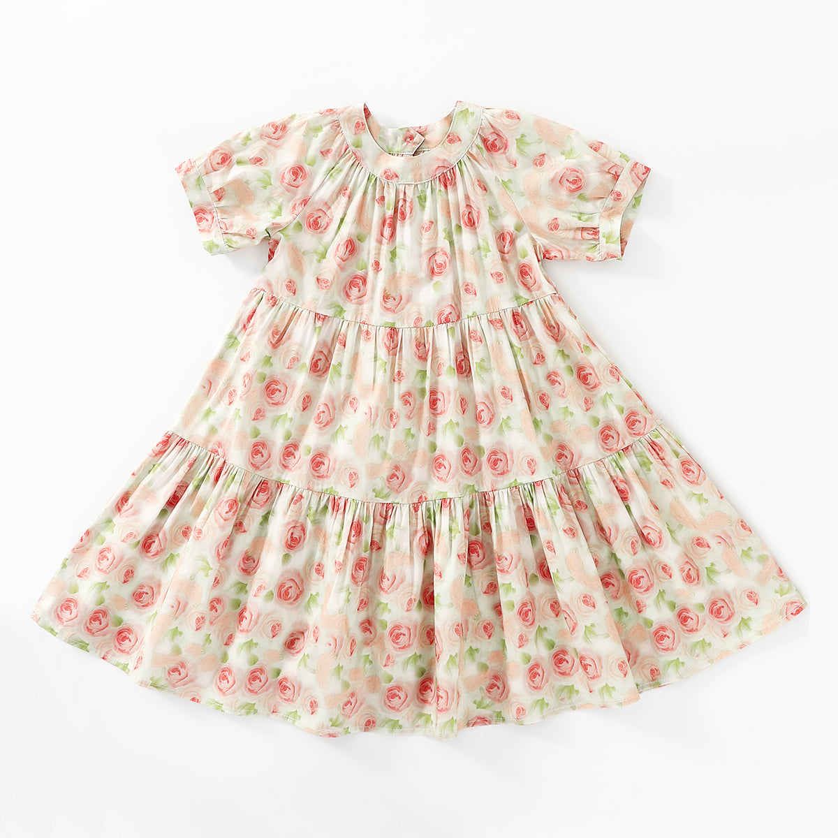 Rose Print Short Sleeve Dress