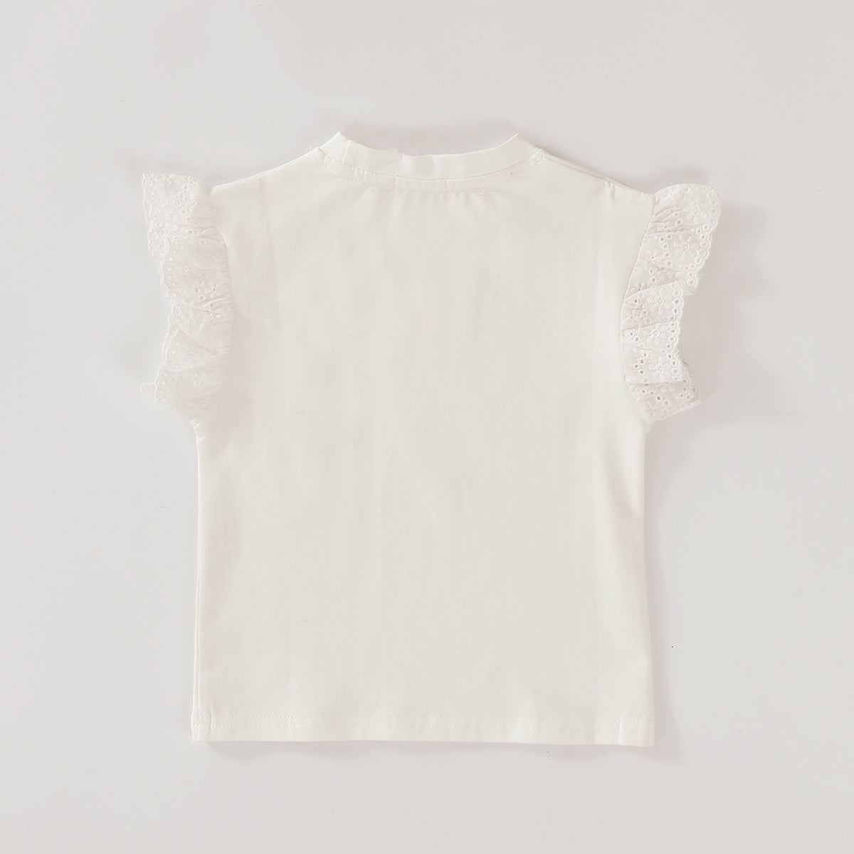 Girls Solid Color Flying Sleeve T-shirt