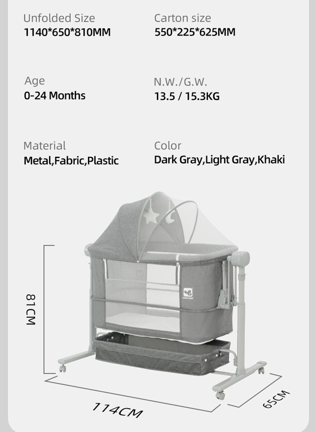 Auto Electric Baby Swing Bed With 5 Rocking Speeds and Cry Detection