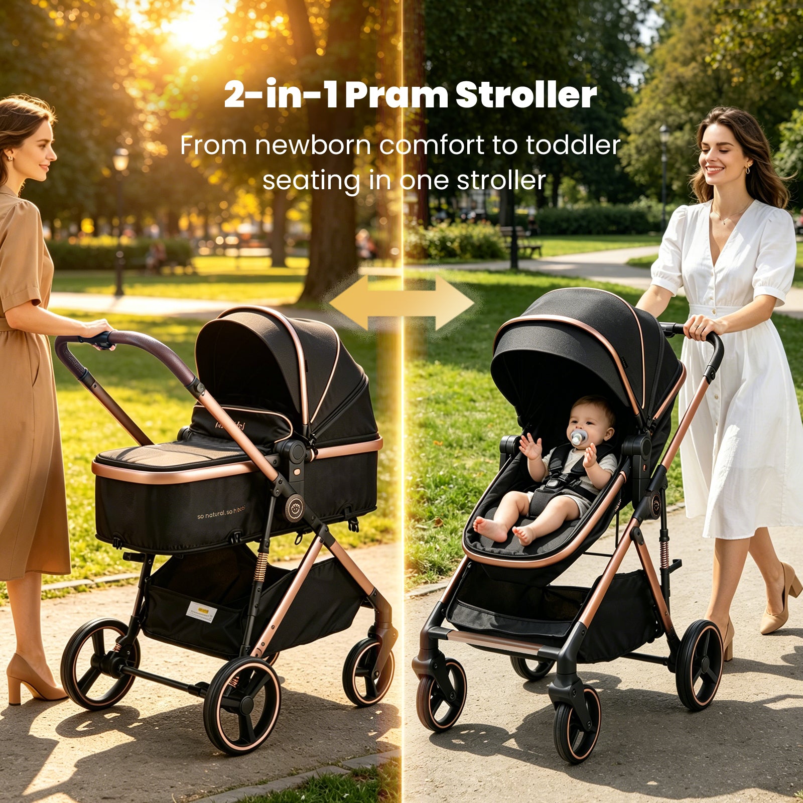 Hibobi Aurora Luxury 2-in-1 Reversible Baby Pram Stroller