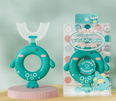 Brown Silicone U-Shaped Toothbrush