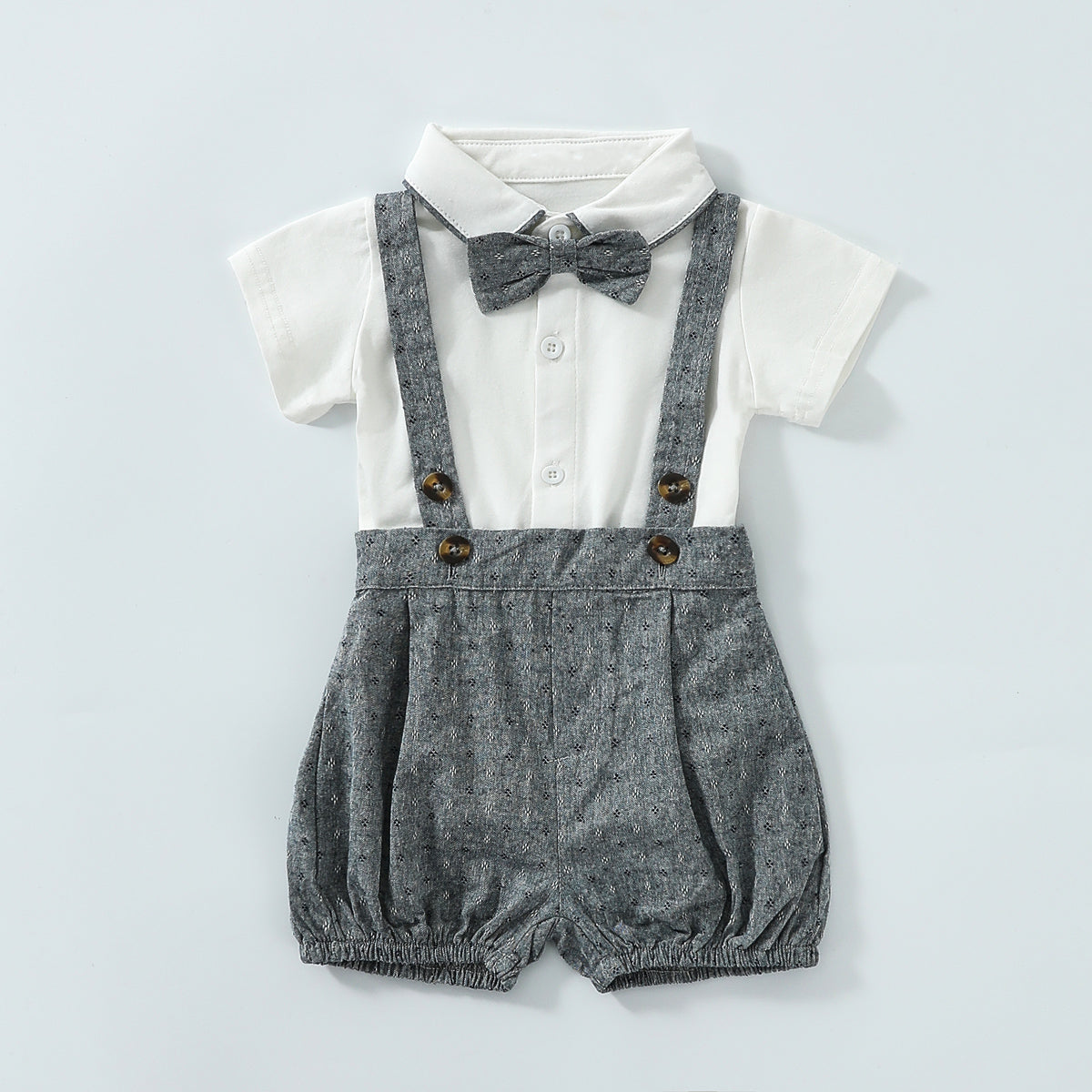Summer short-sleeved cotton two-piece suit for baby boys