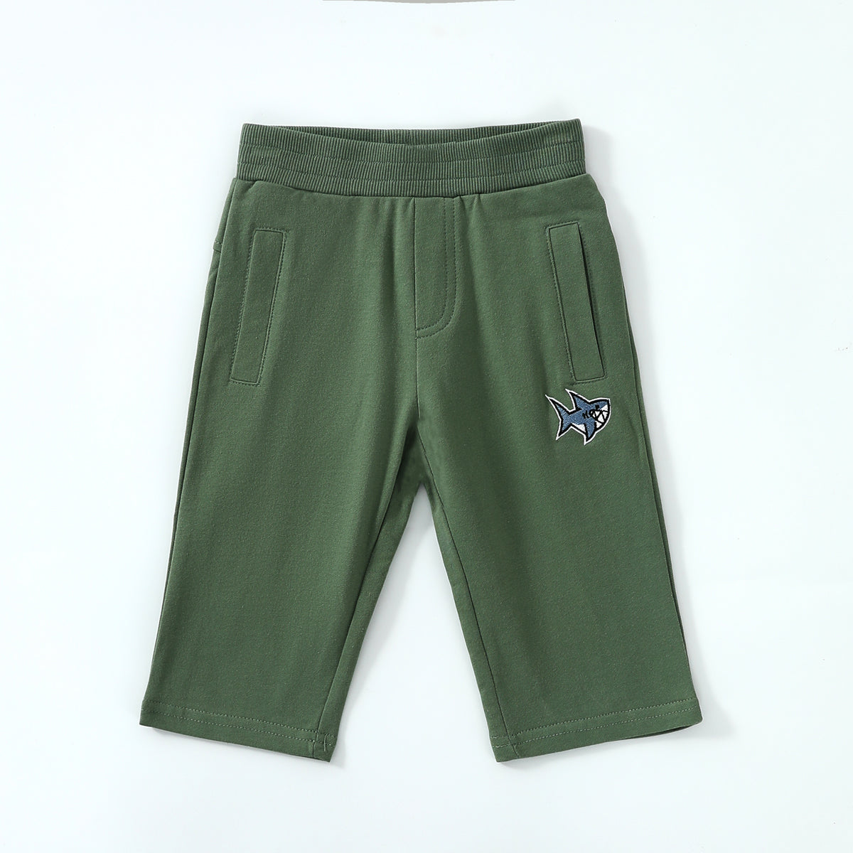 Shark embroidered cropped trousers