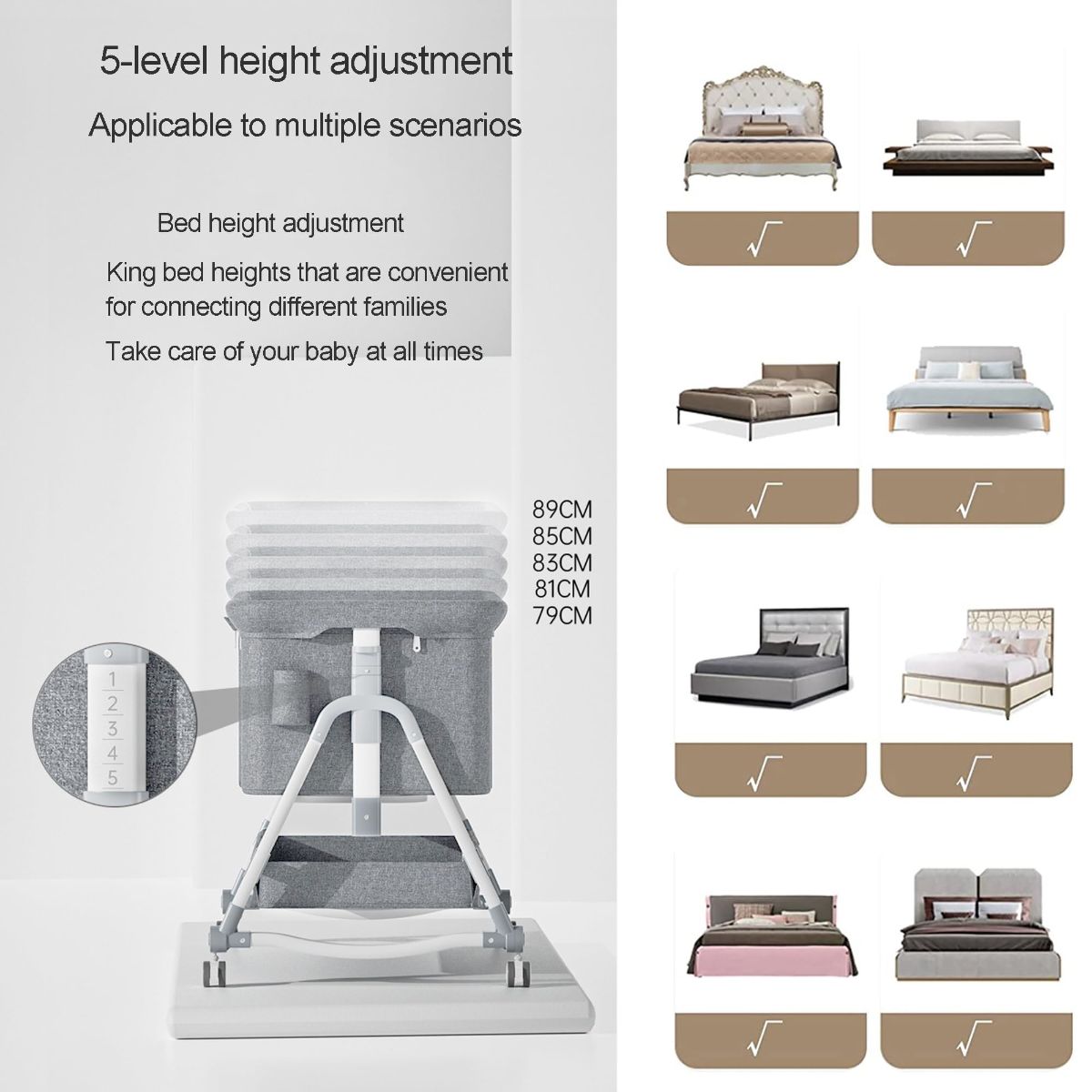 Foldable Splicing Baby Cradle Bed