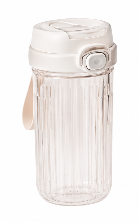 550ml Kids Water Bottle with Flip Lid, Carry Strap and Transparent Body