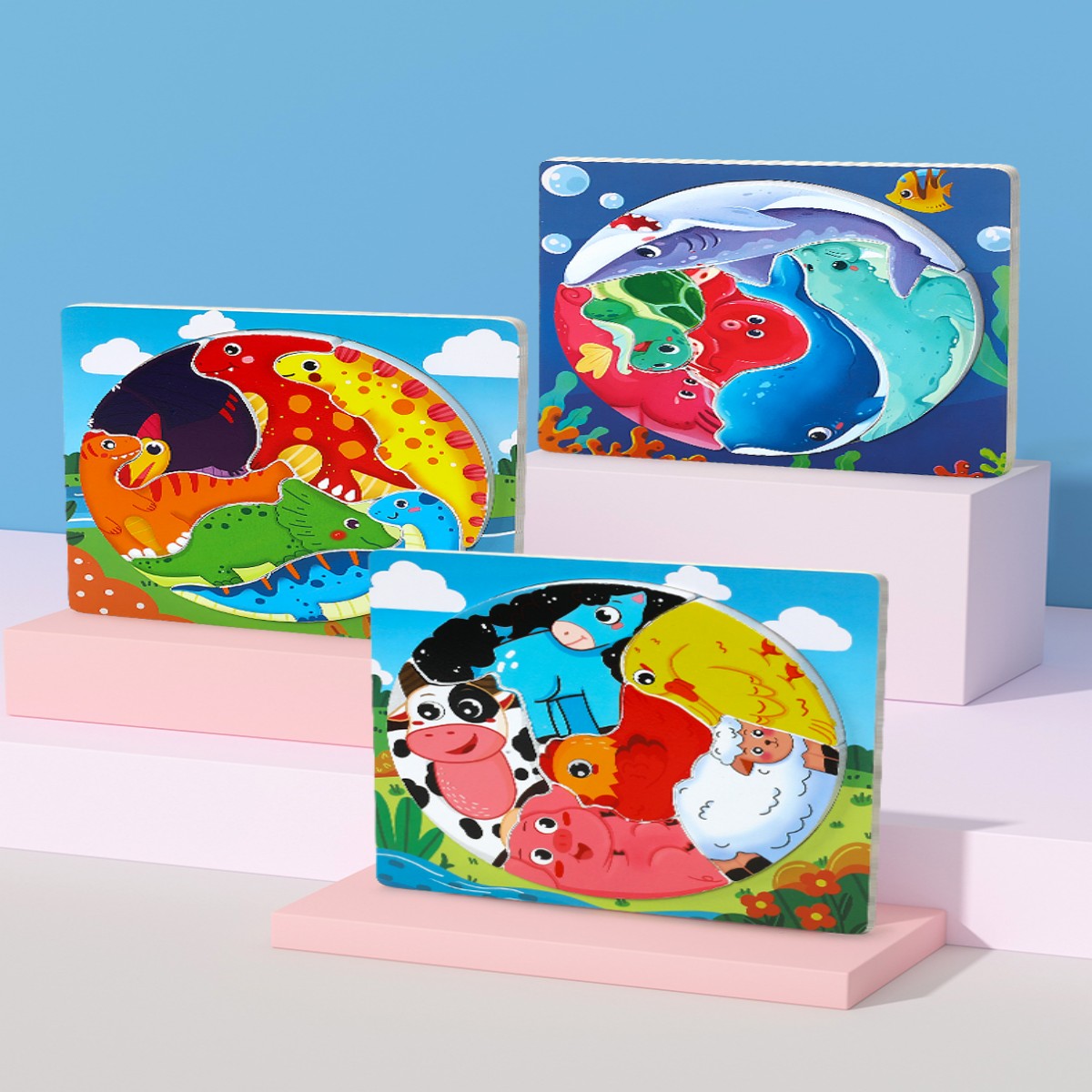 Round Jigsaw Puzzle-Dinosaur