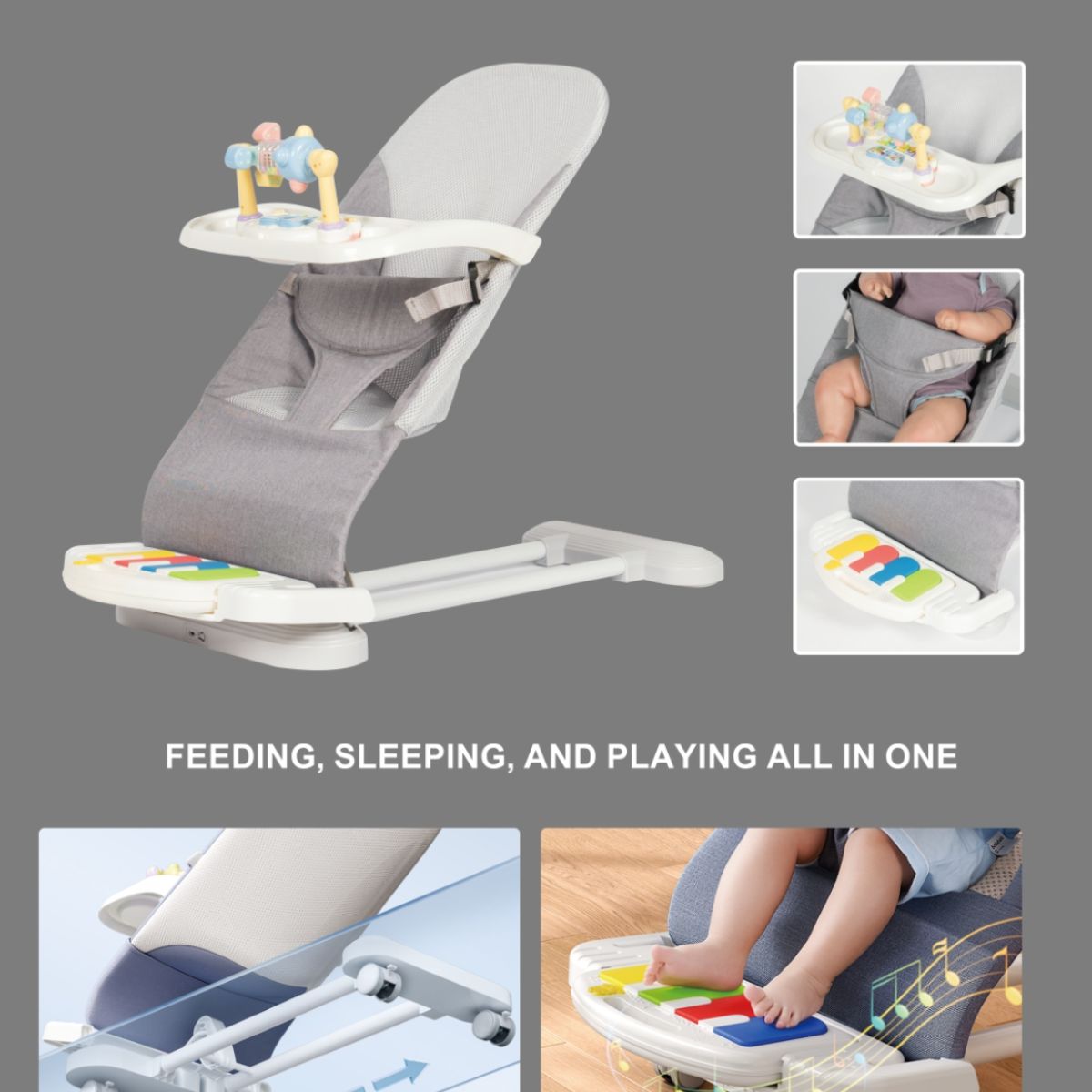 Multifunctional Baby Chair with Rotatable Wheels