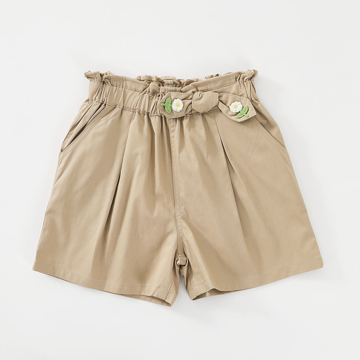 Embroidered Belted Casual Shorts