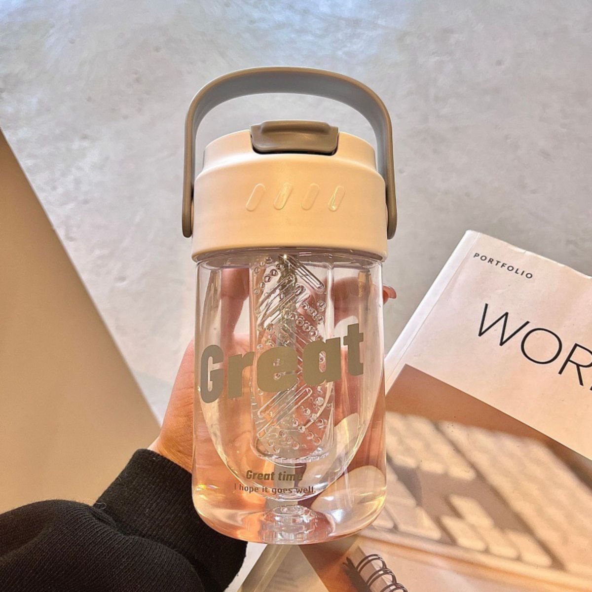 Flower Tea Straw Cup with Large Capacity