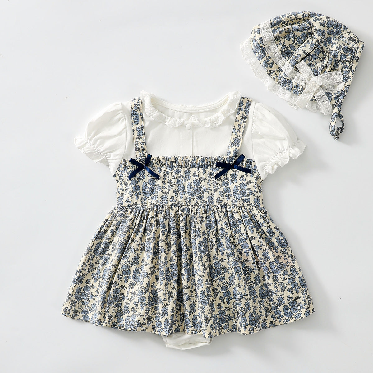 Printed lace lapel dress