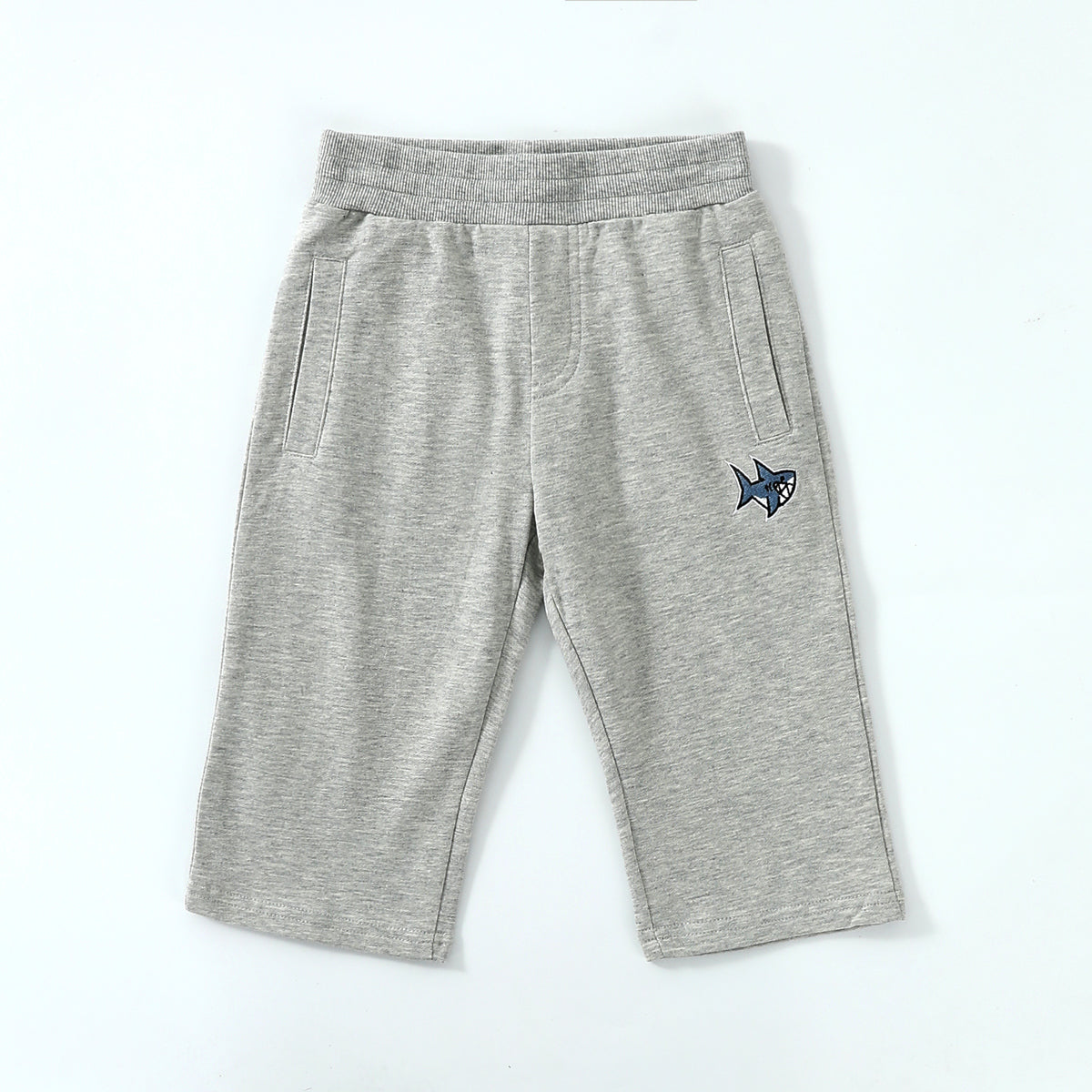 Shark embroidered cropped trousers