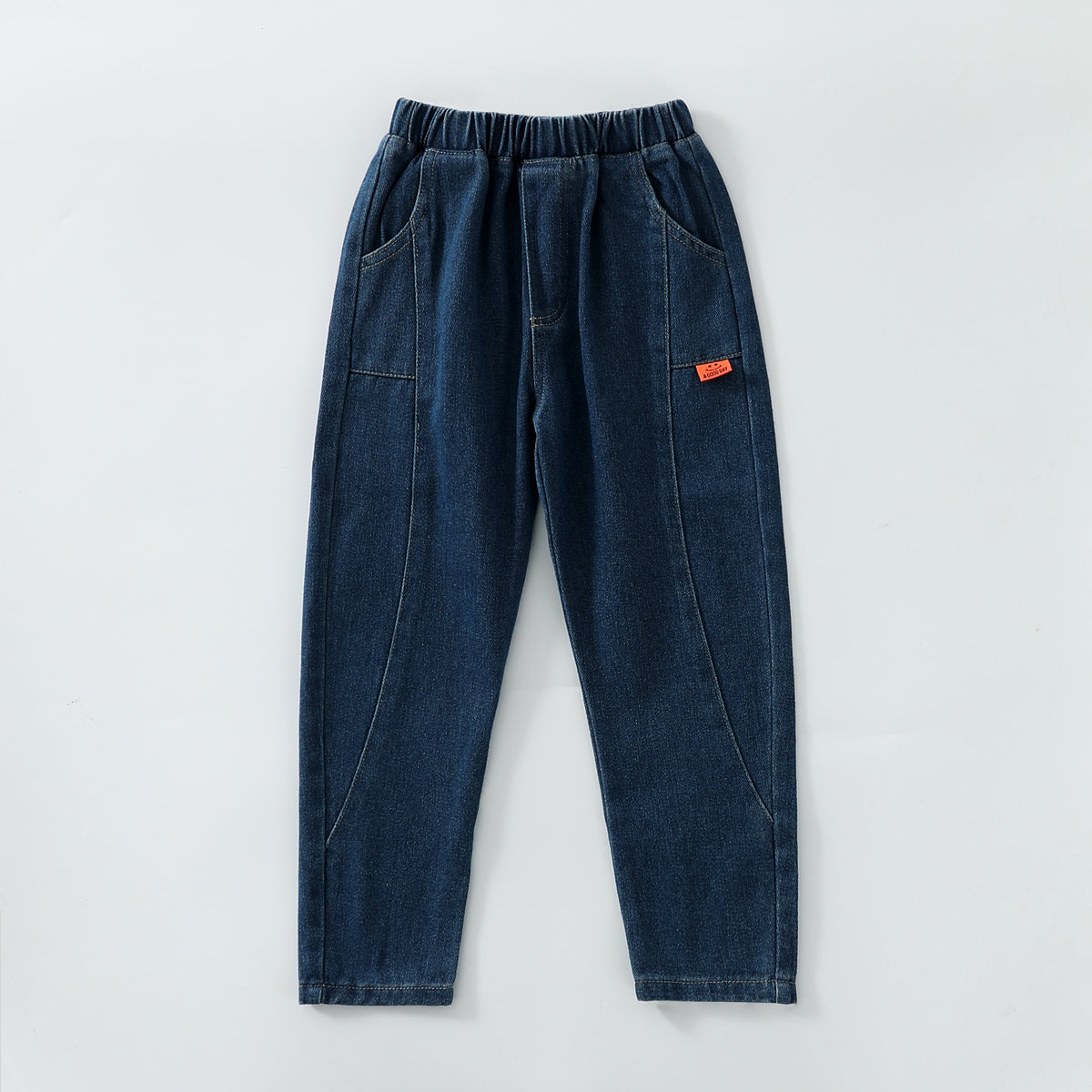 Spring cotton solid color boy denim trousers