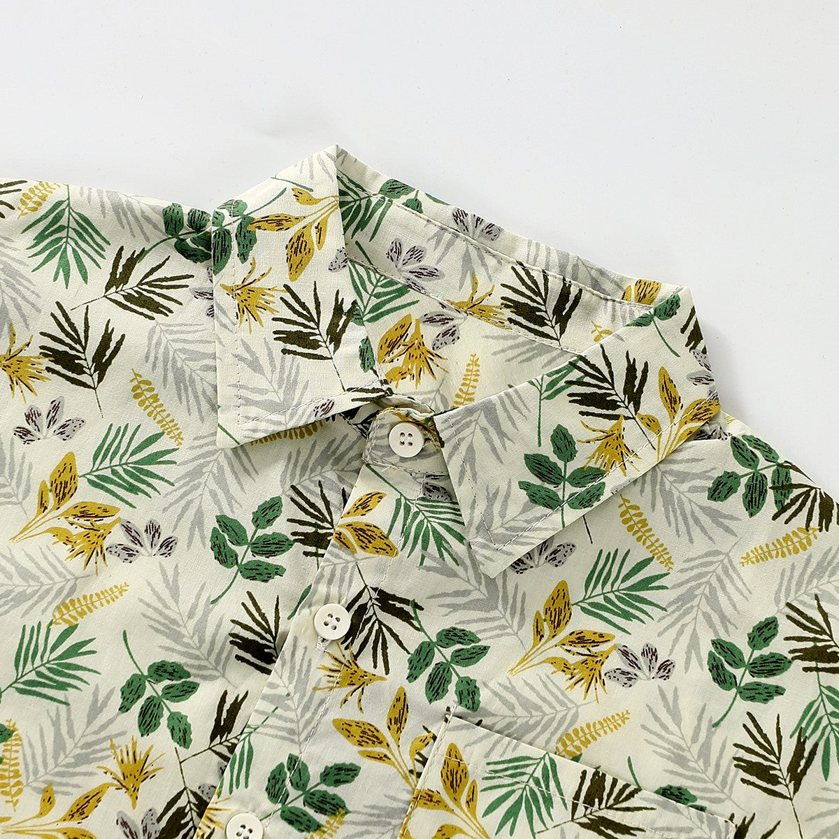 Leaf Print Short Sleeve Shirt Set