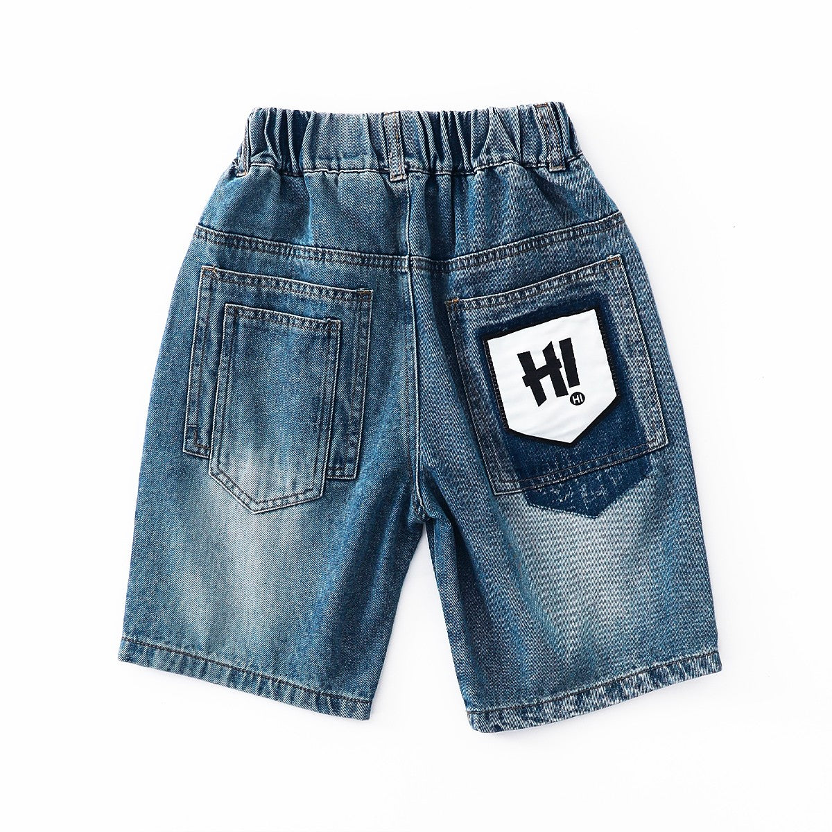 Letter Print Lightweight Denim Shorts