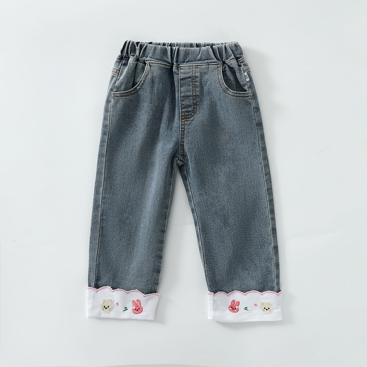 Rolled-up denim trousers