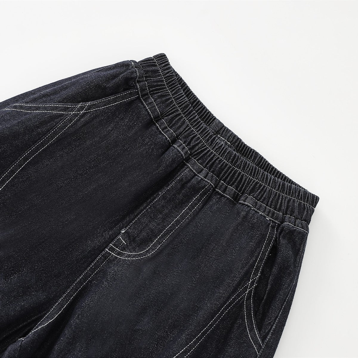 Number Patch Lightweight Denim Shorts