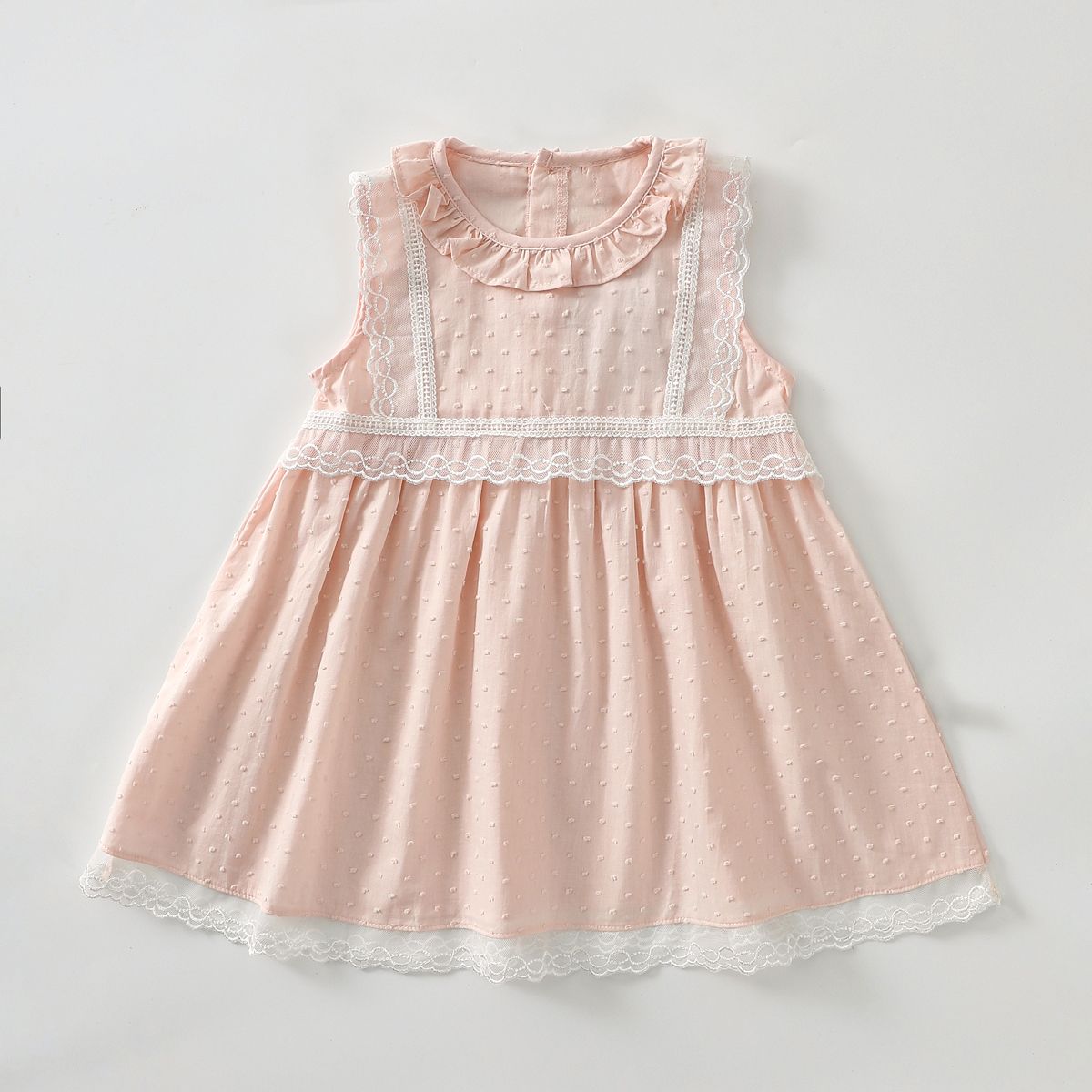 Round neck lace vest dress