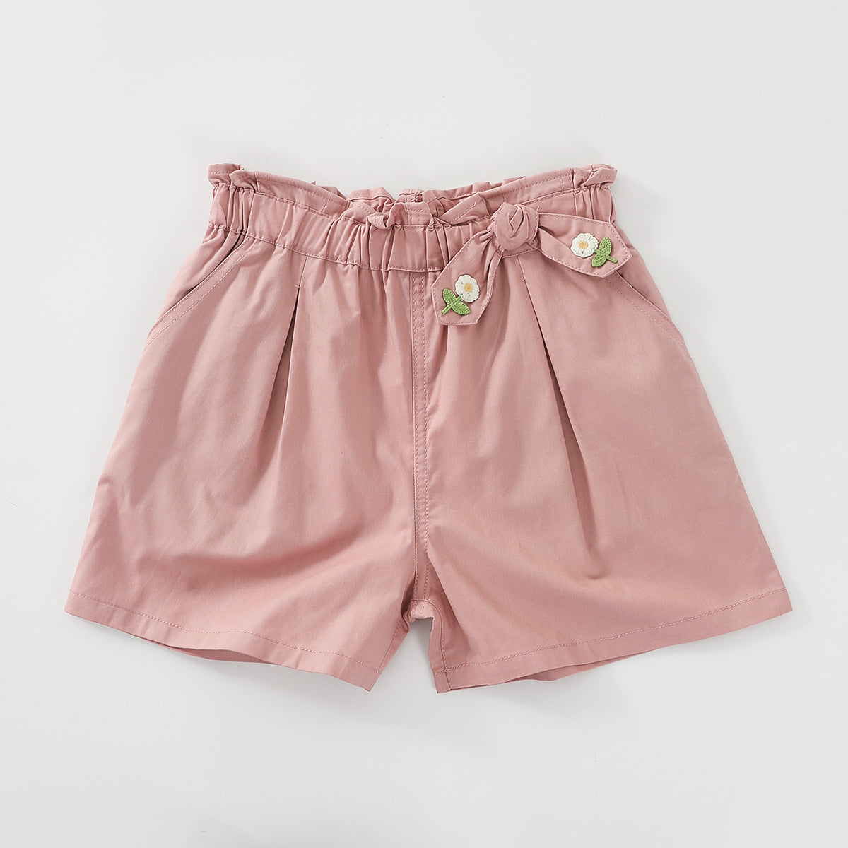 Embroidered Belted Casual Shorts