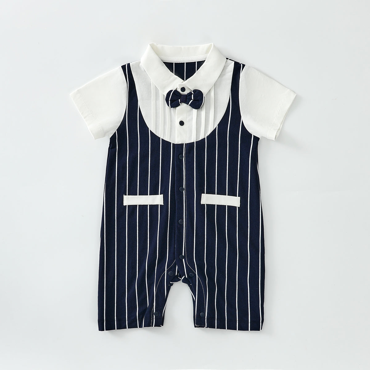 Striped bow tie two piece romper