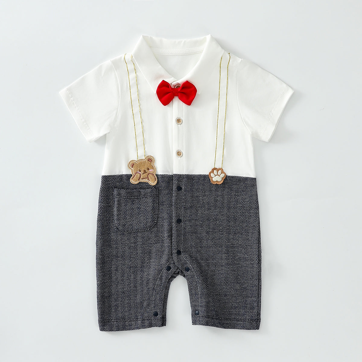 Pocket Bear Fake Two-Piece Romper