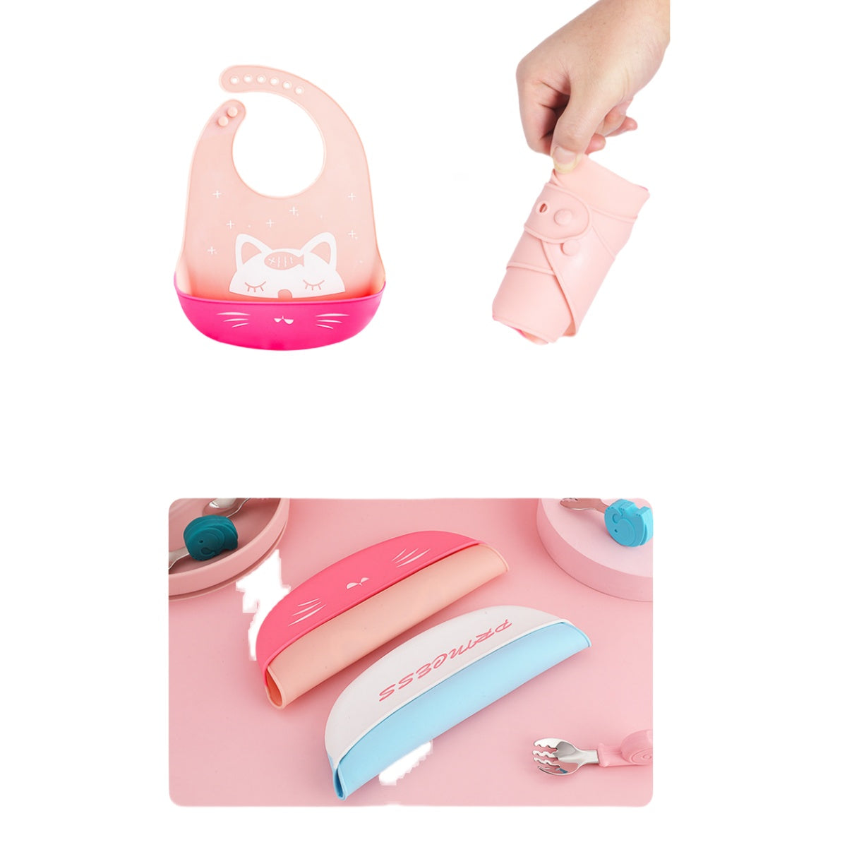 Dustproof waterproof baby silicone bibs