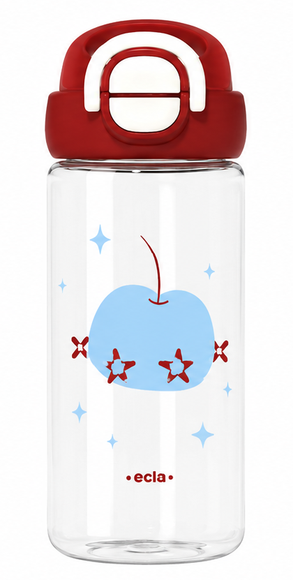660ml Kids Water Bottle with Round Carry Handle, Flip Lid and Cartoon Print