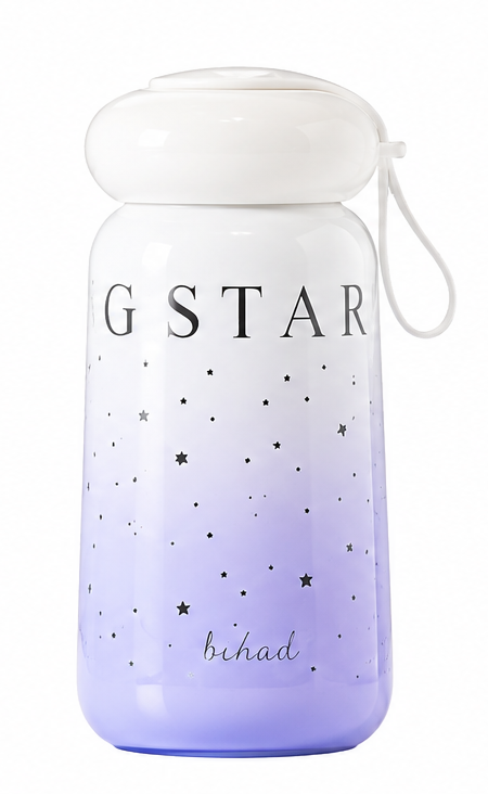 350ml Gradient Insulated Water Bottle with Carry Strap for Girls