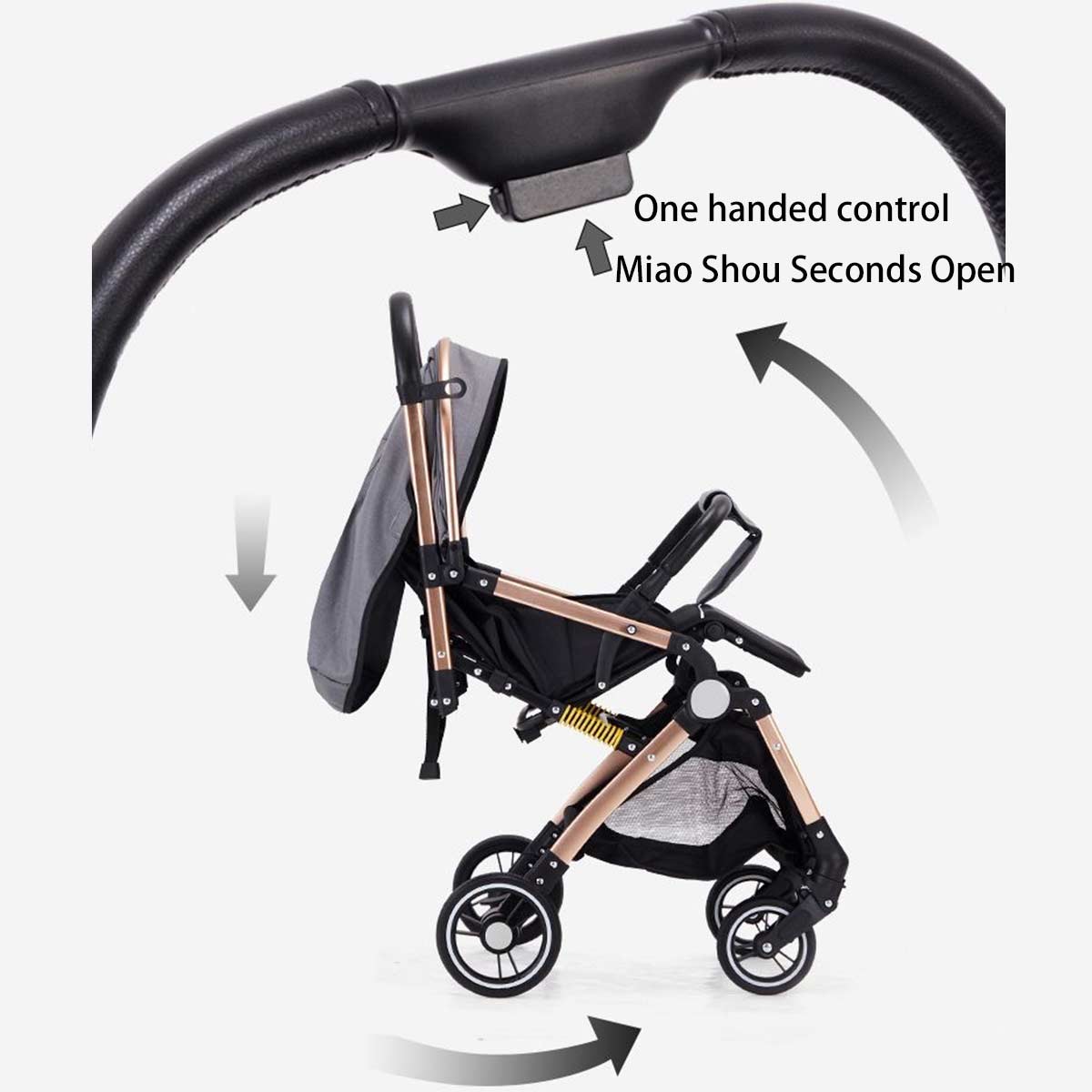 Baby Stroller with High Landscape, One-Button Fold