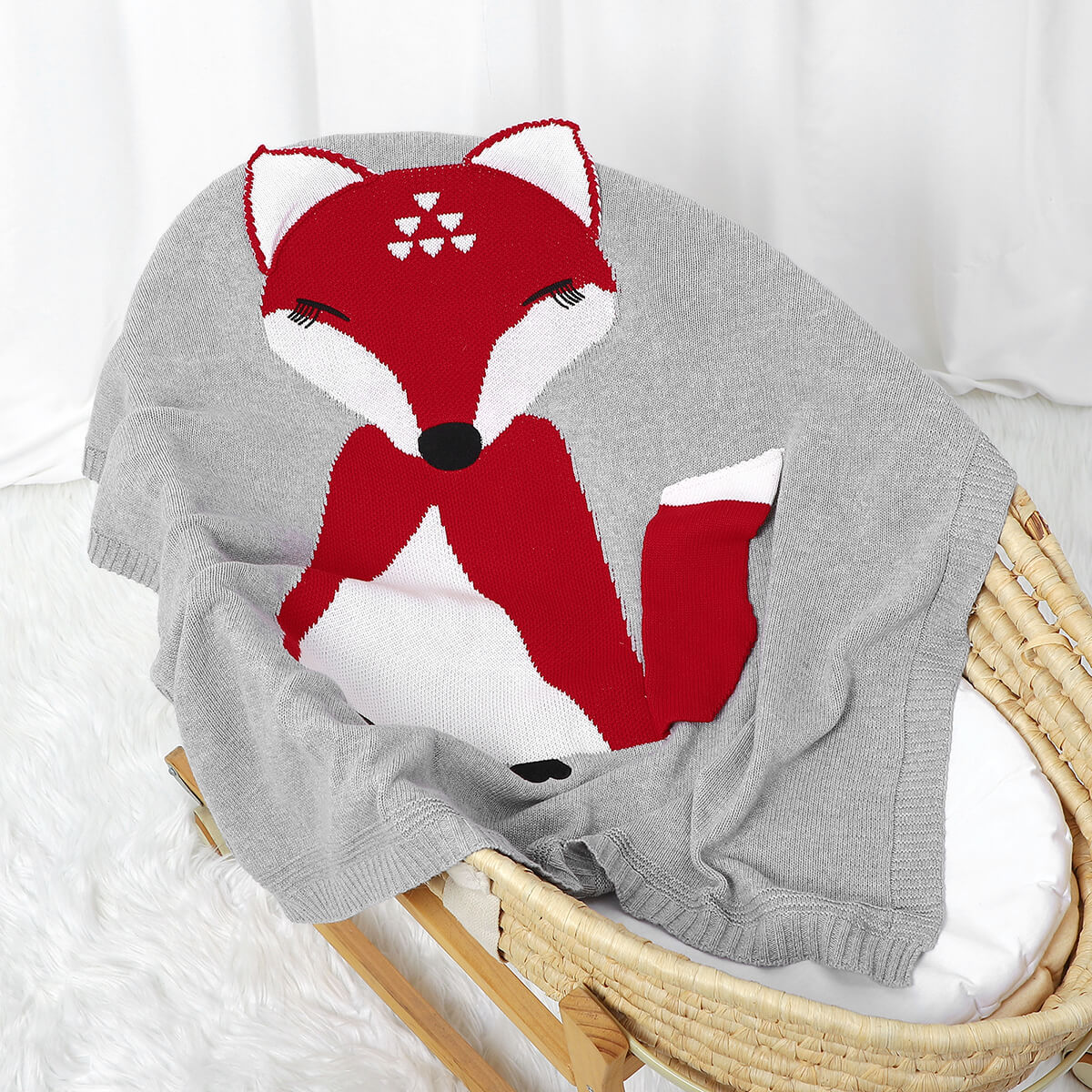 Baby Knitted 3D Fox Blanket