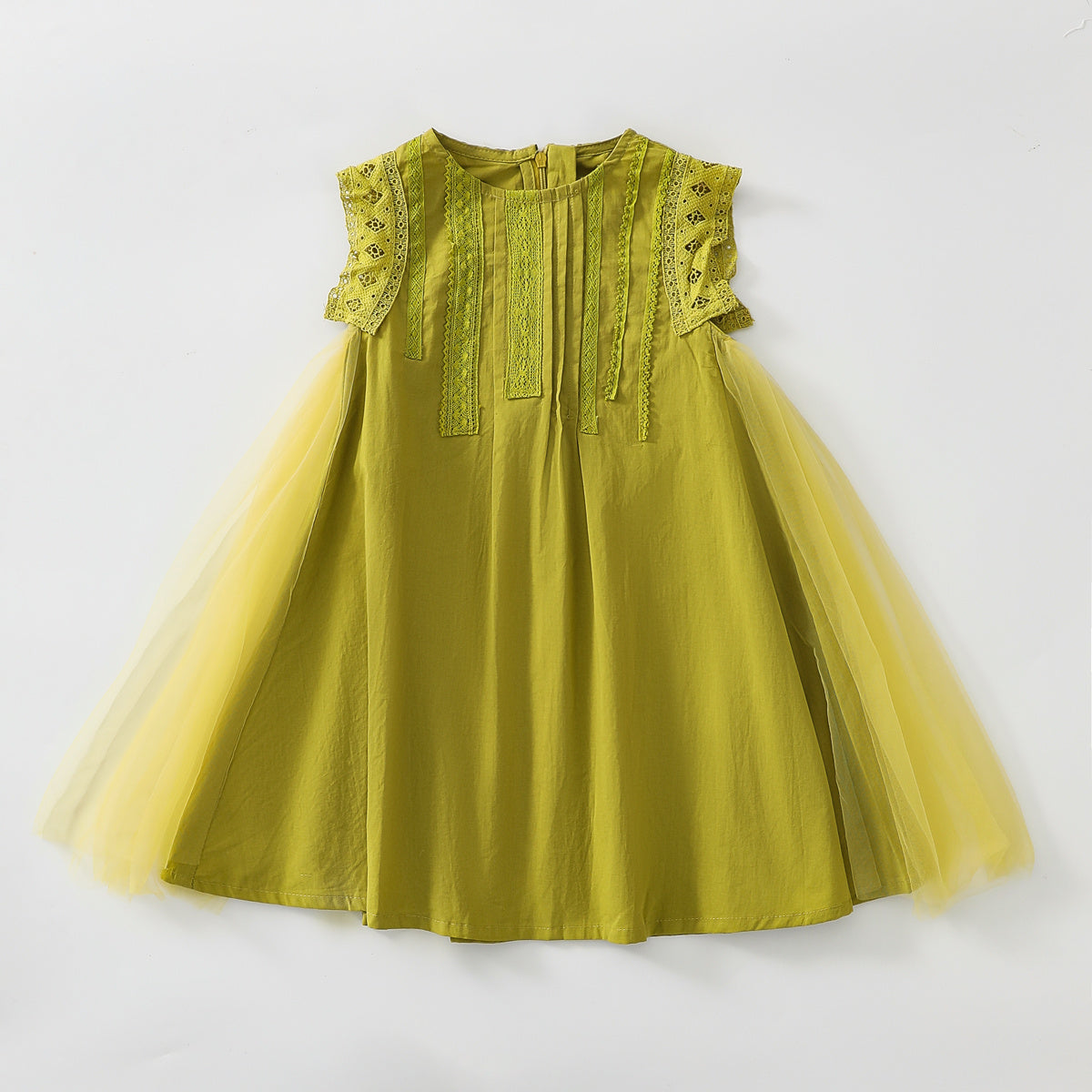 Mesh stitching lace vest dress