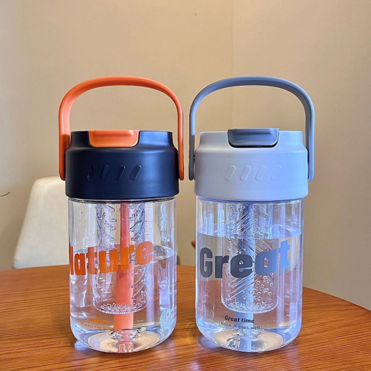 Flower Tea Straw Cup with Large Capacity