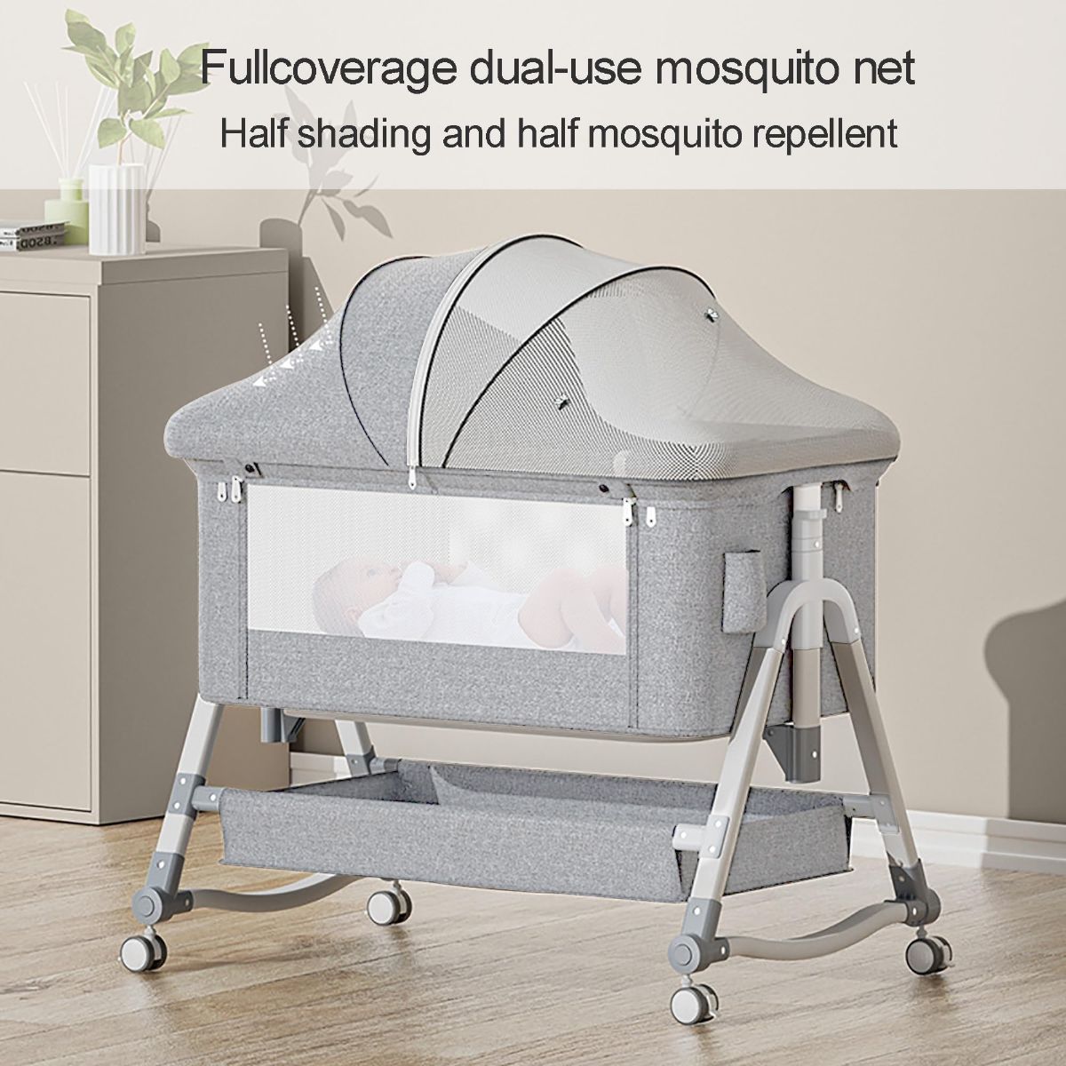 Foldable Splicing Baby Cradle Bed