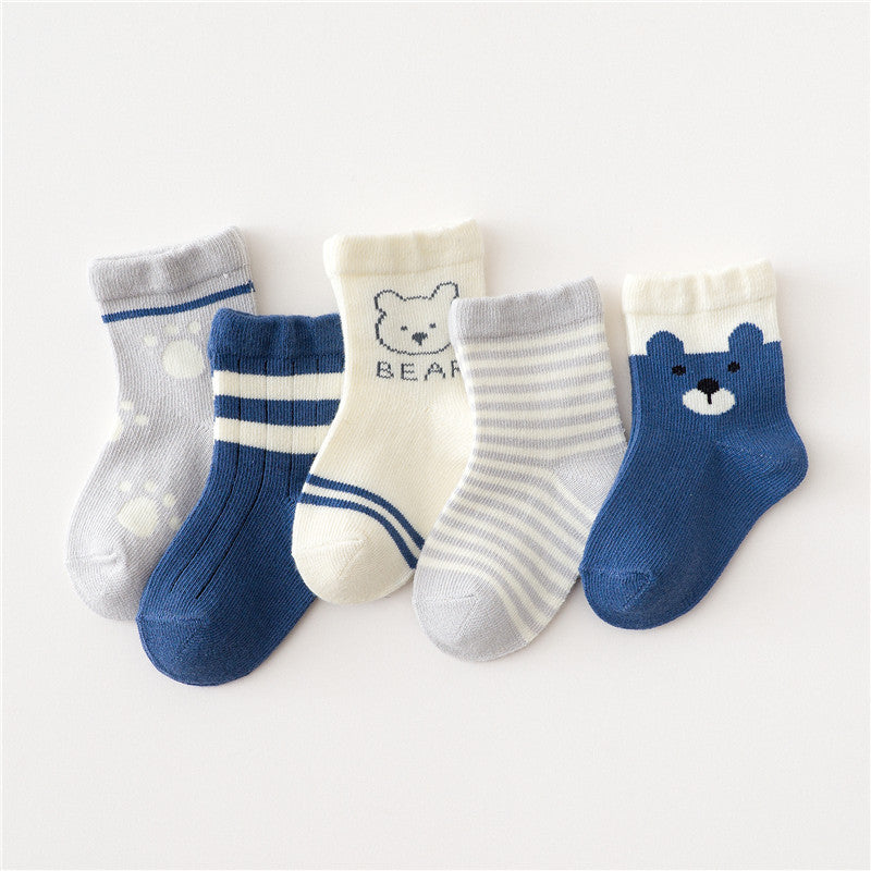 5-piece Boys Bear Knee-High Stockings