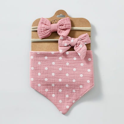 Linen Cotton Baby Bib & Headband Set