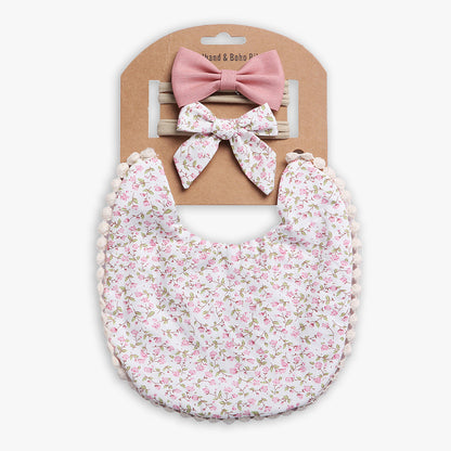 Linen Cotton Baby Bib & Headband Set