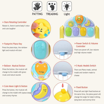 Baby Gym Playmat with Kick & Play Piano, Rotating Star Mobile & Star Projector, Machine Washable