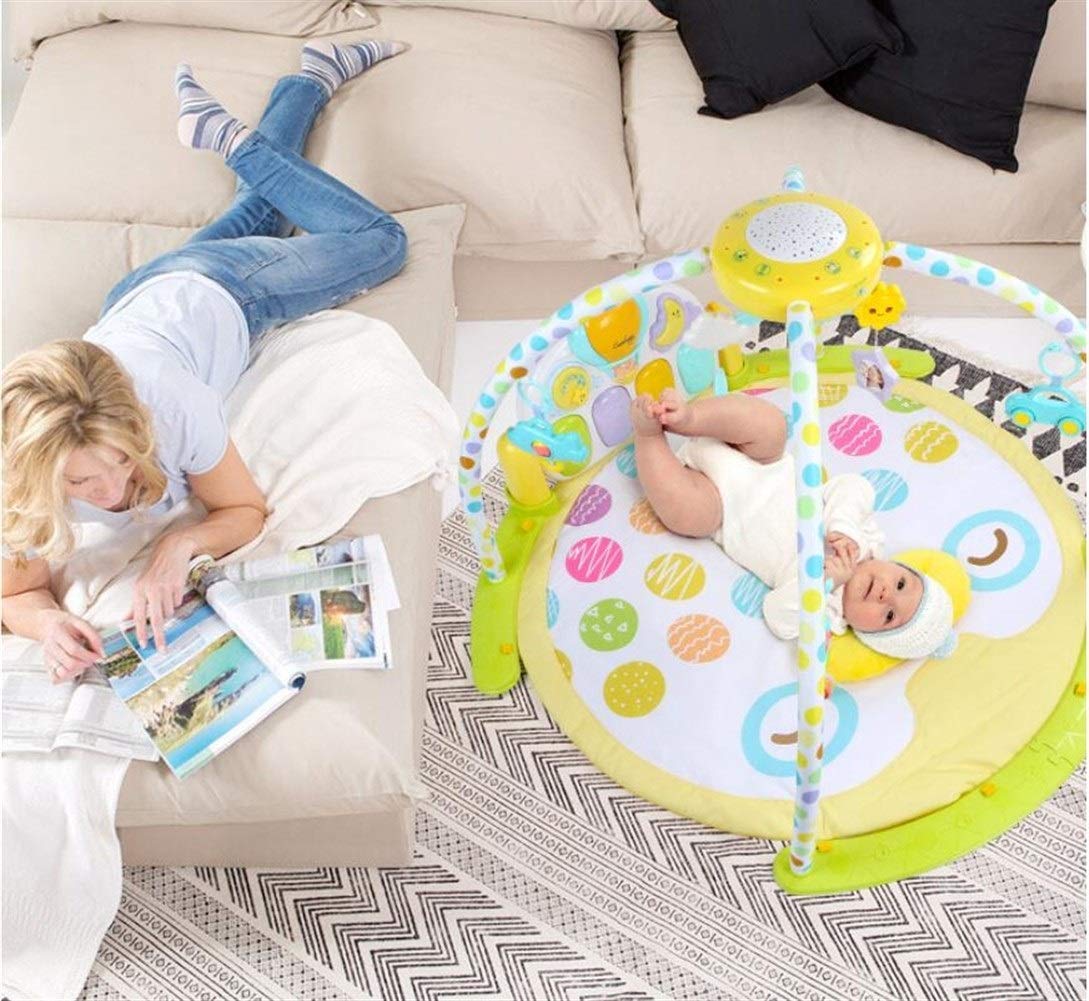 Baby Gym Playmat with Kick & Play Piano, Rotating Star Mobile & Star Projector, Machine Washable