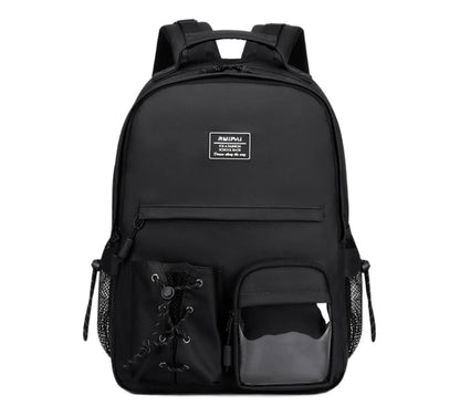 Hibobi Black School Backpack, Multi-Pocket Backpack with Side Mesh Pockets - image 1