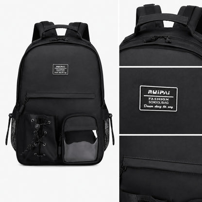 Hibobi Black School Backpack, Multi-Pocket Backpack with Side Mesh Pockets - image 2