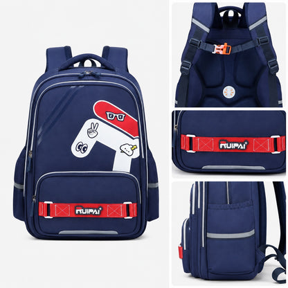 Hibobi Ergonomic Backpack for Boys, Navy School Bag with Padded Back and Chest Strap - image 3