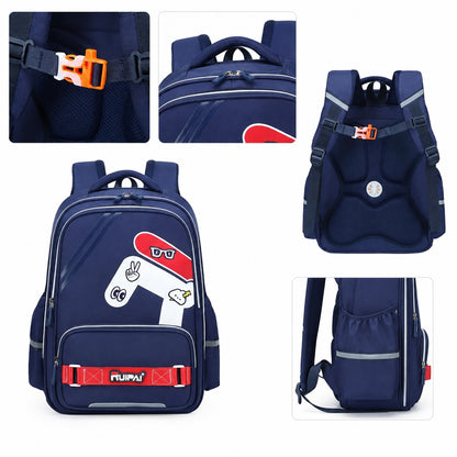 Hibobi Ergonomic Backpack for Boys, Navy School Bag with Padded Back and Chest Strap - image 4