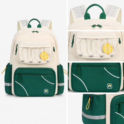 Hibobi Ergonomic Multi-Compartment School Backpack with Reflective Details - Green