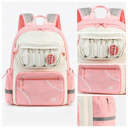 Hibobi Ergonomic Multi-Compartment School Backpack with Reflective Details - Pink