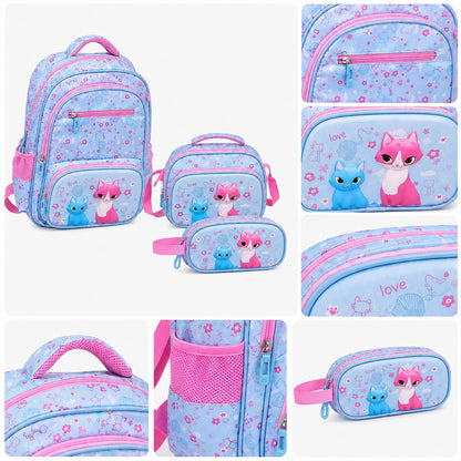 Hibobi Cat Backpack Set for Girls, 3-Piece School Bag Set with Backpack, Lunch Bag and Pencil Case - image 4