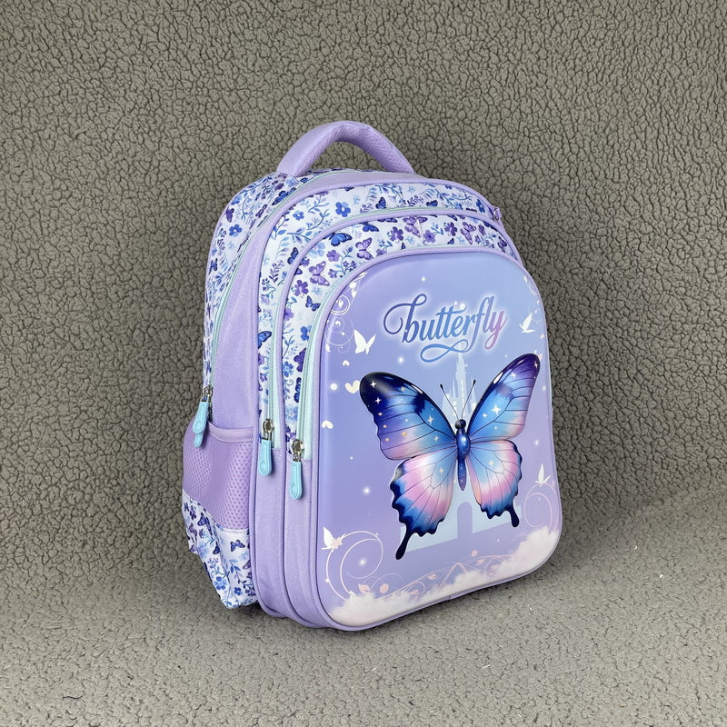 Hibobi Butterfly Backpack Set for Girls, 3-Piece School Bag Set with Backpack, Lunch Bag and Pencil Case - Purple