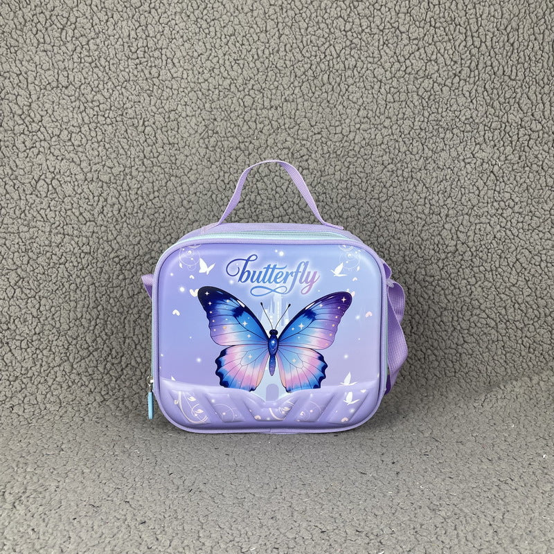 Hibobi Butterfly Backpack Set for Girls, 3-Piece School Bag Set with Backpack, Lunch Bag and Pencil Case - Purple