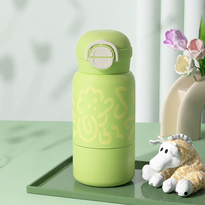 Kids Insulated Water Bottle with Flip Lid and Bold Cartoon Graphic