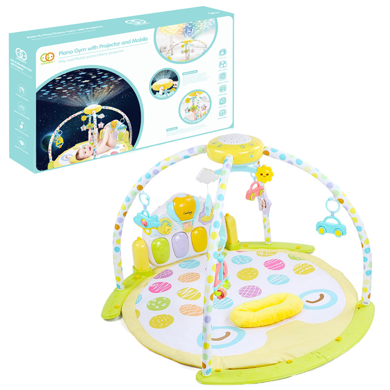 Baby Gym Playmat with Kick & Play Piano, Rotating Star Mobile & Star Projector, Machine Washable