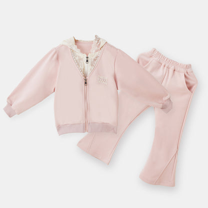 4-10 Years Lace Layered Sweatshirt Set