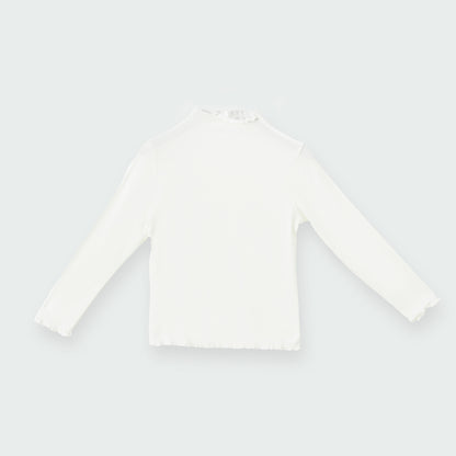 بلوزة سميكة مكشكشة برقبة وهمية من عمر 5 إلى 10 سنوات 